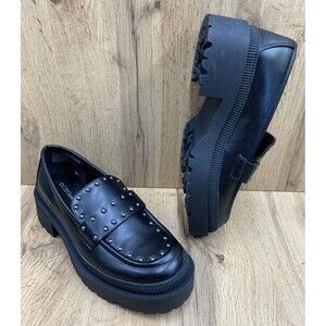 BCBGeneration Marley Loafer Shoes Women's Size US 8M  38.5 Black Studded Slip On